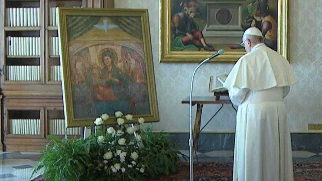 papa rezando a nossa senhora do divino amor pelo fim da pandemia (Reprodução: Vatican News) papa rezando a nossa senhora do divino amor pelo fim da pandemia (Reprodução: Vatican News)