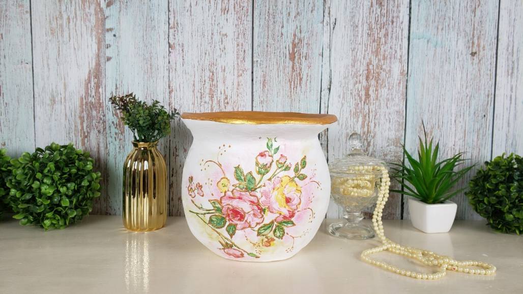vaso pintura decoupage (Produção Faça Você Mesmo) vaso pintura decoupage (Produção Faça Você Mesmo)