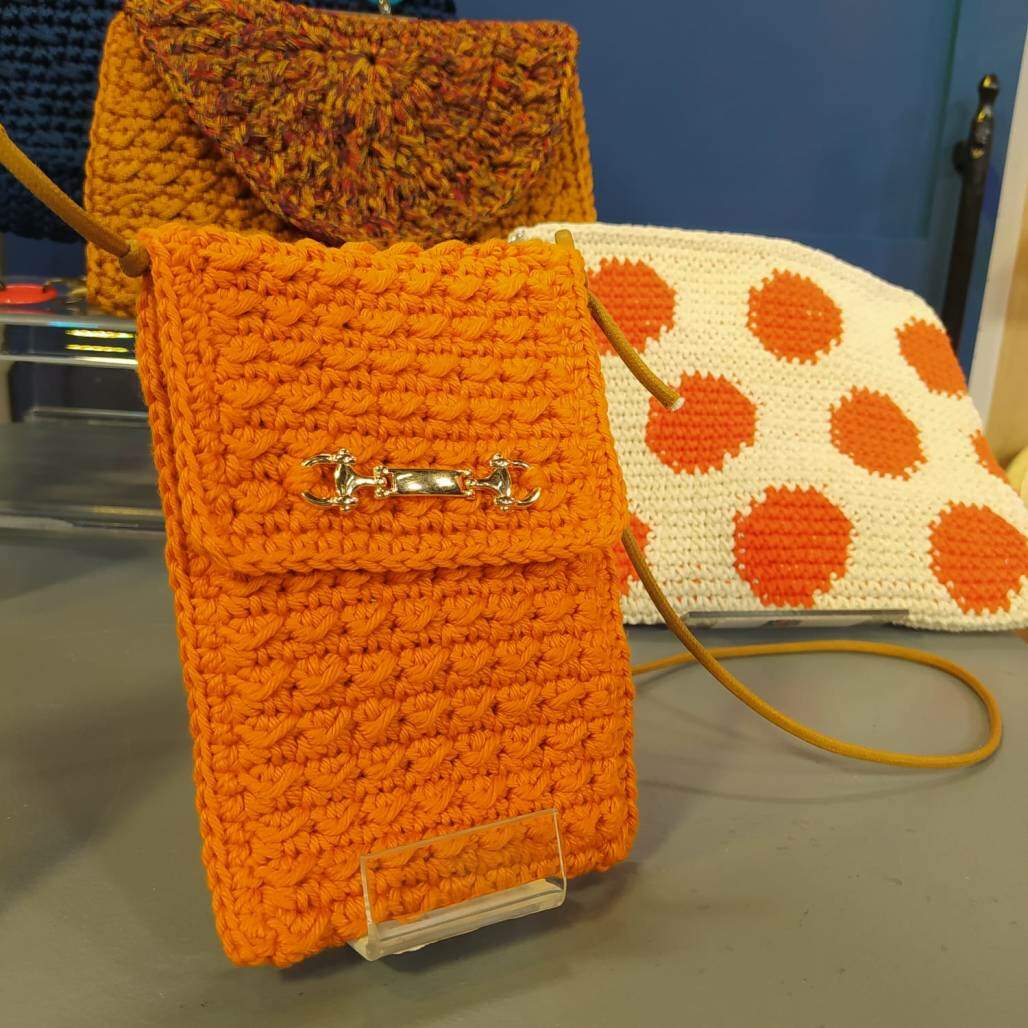 crochet orange bolsa