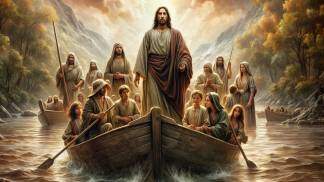 Jesus no barco com os discípulos