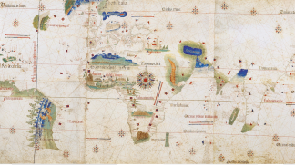 mapa de cantino que mostra o tratado de tordesilhas