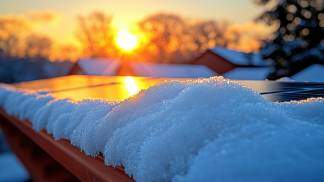 Pôr do Sol com neve