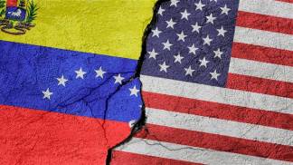 bandeira eua e venezuela em conflito guerra