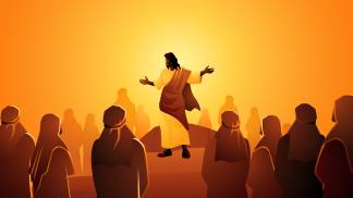 uma arte aquarelada de Jesus ensinando