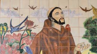 são francisco de assis representado em pinturas com passarinhos e andorinhas