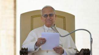 papa leao xiv em discurso durante audiencia geral em 2026