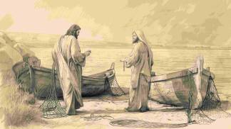 Ilustração de Simão Pedro e Jesus T Studio Adobe Stock