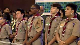 Escoteiros durante Missa no Santuário