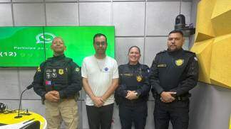 Hoje recebemos nos estúdios representantes da Guarda Civil Municipal de Aparecida e da Polícia Rodoviária Federal sobre as ações de conscientização do Maio Amarelo