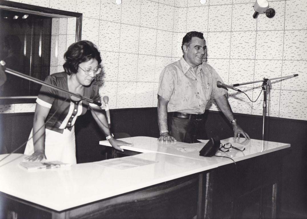 Inauguração dos estúdios da rádio na década de 1970