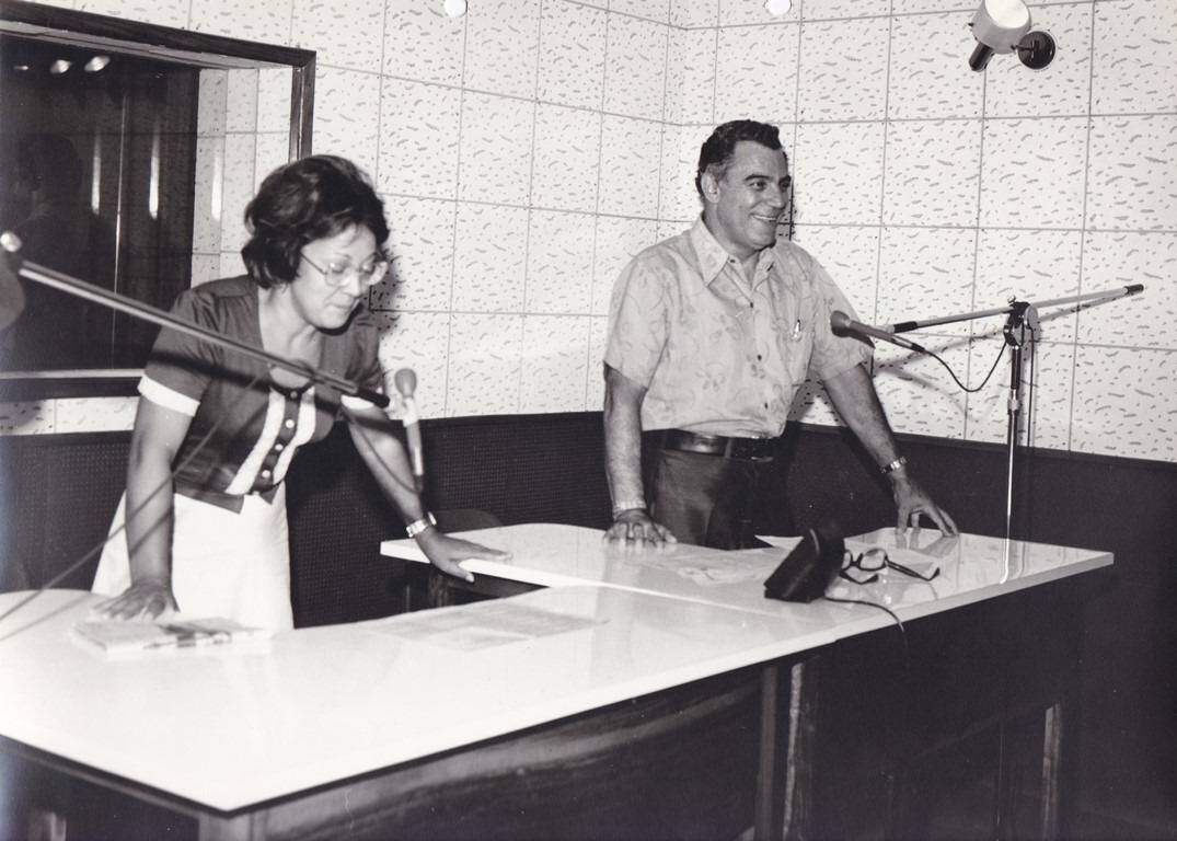 Inauguração dos estúdios da rádio na década de 1970