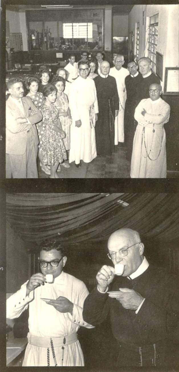 Pe. Guilherme Godreau em visita à Rádio Aparecida, em novembro de 1961.