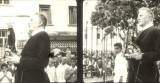 Pe. Vítor Coelho Almeida e imagem de Nossa Senhora Aparecida na praça, em 1961.
