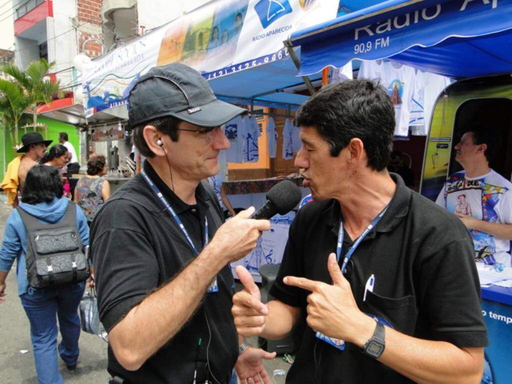 Equipe na cobertura da Festa de São Benedito em 2010