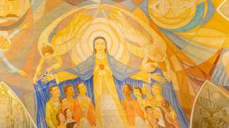 maria mae da igreja em afresco em igreja de santa maria da cruz