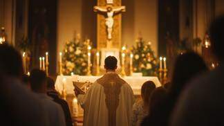 missa católicos ultraconservadores com padre de costas