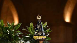 Nossa Senhora Aparecida rodeada de flores