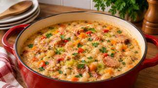 Ensopado Cremoso de Feijão e Linguiça